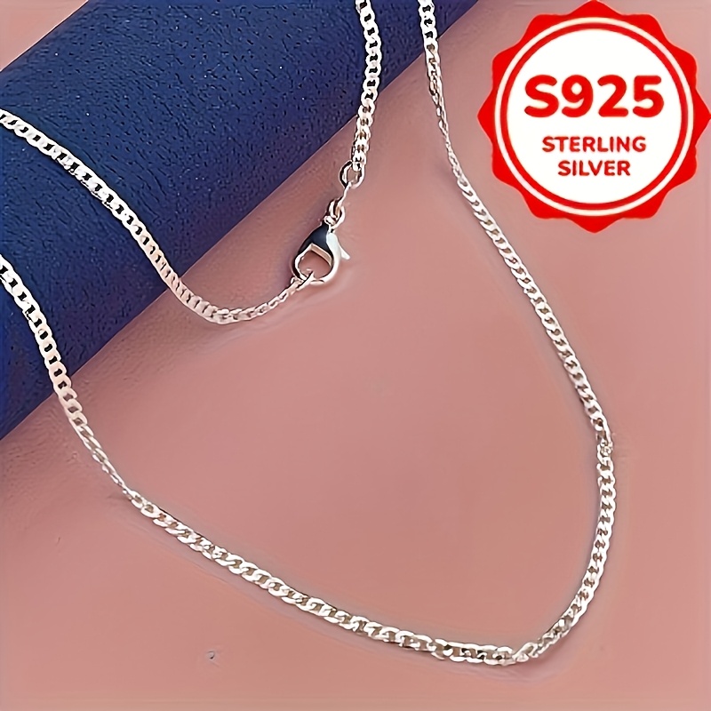Unisex 925 Silver Chain Necklace, Elegant and Simple Gift